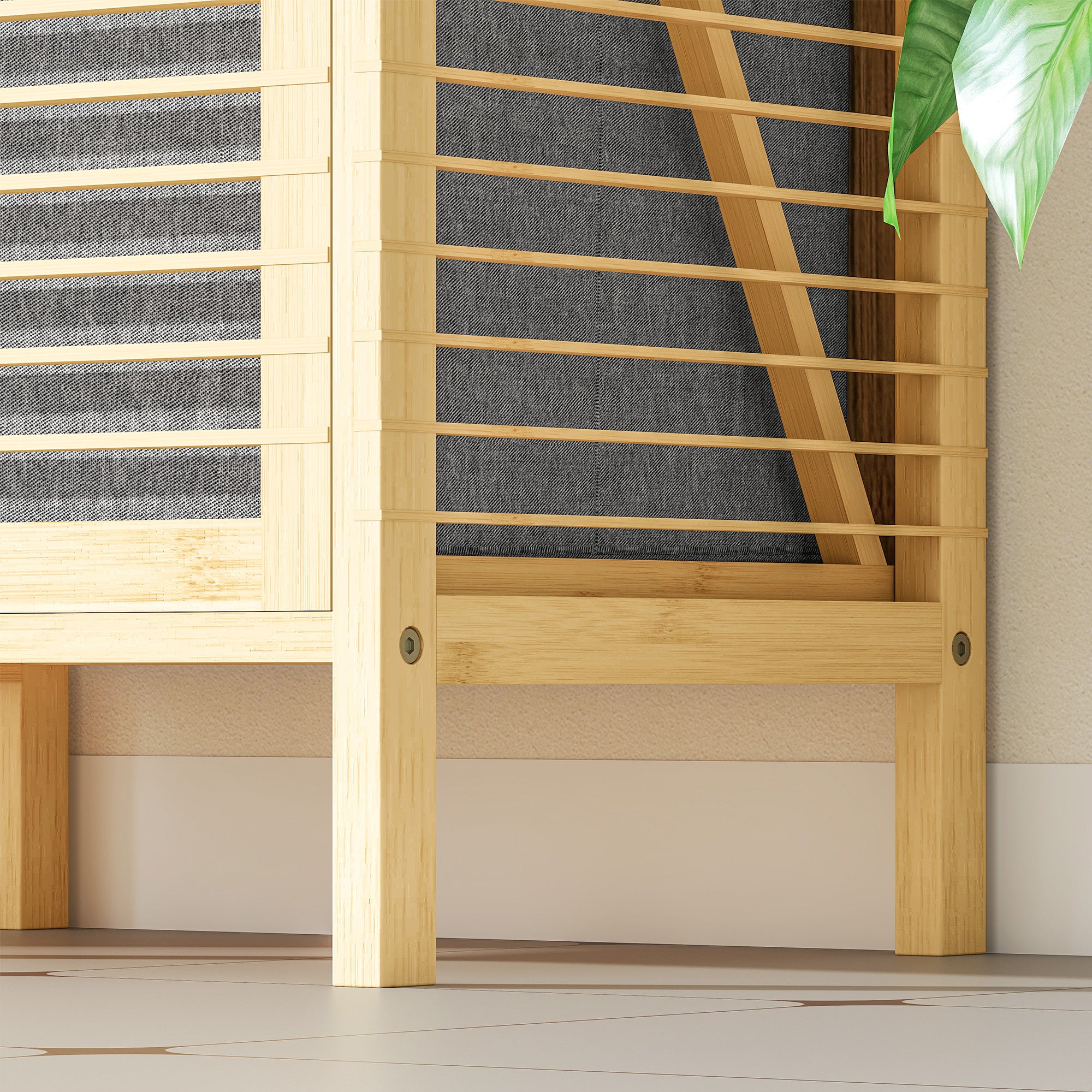 Fynco - Bamboo Laundry Cabinet with Slatted Door, Bathroom Cabinet with Tilt-Out Hamper and Removable Liner Bag, 40 x 30D x 95 cm, Natural Wood Finish