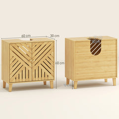 Fynco - Bamboo Bathroom Under Sink Cabinet with Adjustable Shelf for Basin without Pedestal - Natural