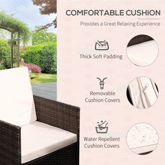 10 Seater Rattan Cube Garden Furniture Set with Parasol Hole, Rattan Dining Set with Cushions, Outdoor Dining Table and Chairs with Rectangular Glass Top Table for Patio, Mixed Brown