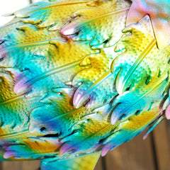 Peacock Garden Statue, Standing Garden Ornament, Metal Garden Gift with Stakes for Patio Pond Landscape Decoration, Multi-Colour