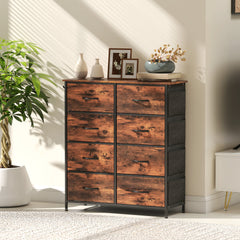 Chest of Eight Fabric Drawers - Rustic Brown
