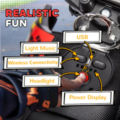 AIYAPLAY 12V Aprilia Licensed Kids Motorbike with Training Wheels, Spring Suspension, LED Headlight, USB, Music, Yellow/black