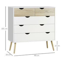 Nordic Style Chest of Drawers, 5 Drawer Dresser with 4 Tapered Legs and Groove Handles, Storage Organiser Side Cabinet for Bedroom, Living Room