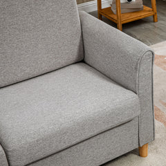 Compact Loveseat Sofa, Modern 2 Seater Sofa for Living Room with Wood Legs and Armrests, Light Grey