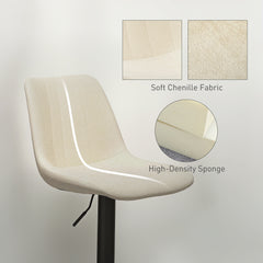 Set of Two Chenille-Feel Tub Bat Stools - Beige