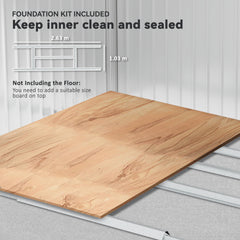 Fynco - Garden Storage Shed, Metal Outdoor Storage Shed House with Foundation Kit, Ventilation, Doors, 9 x 6FT, Grey