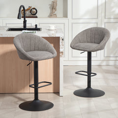 Fynco - Set of Two Relaxed Tub Bar Stools - Grey