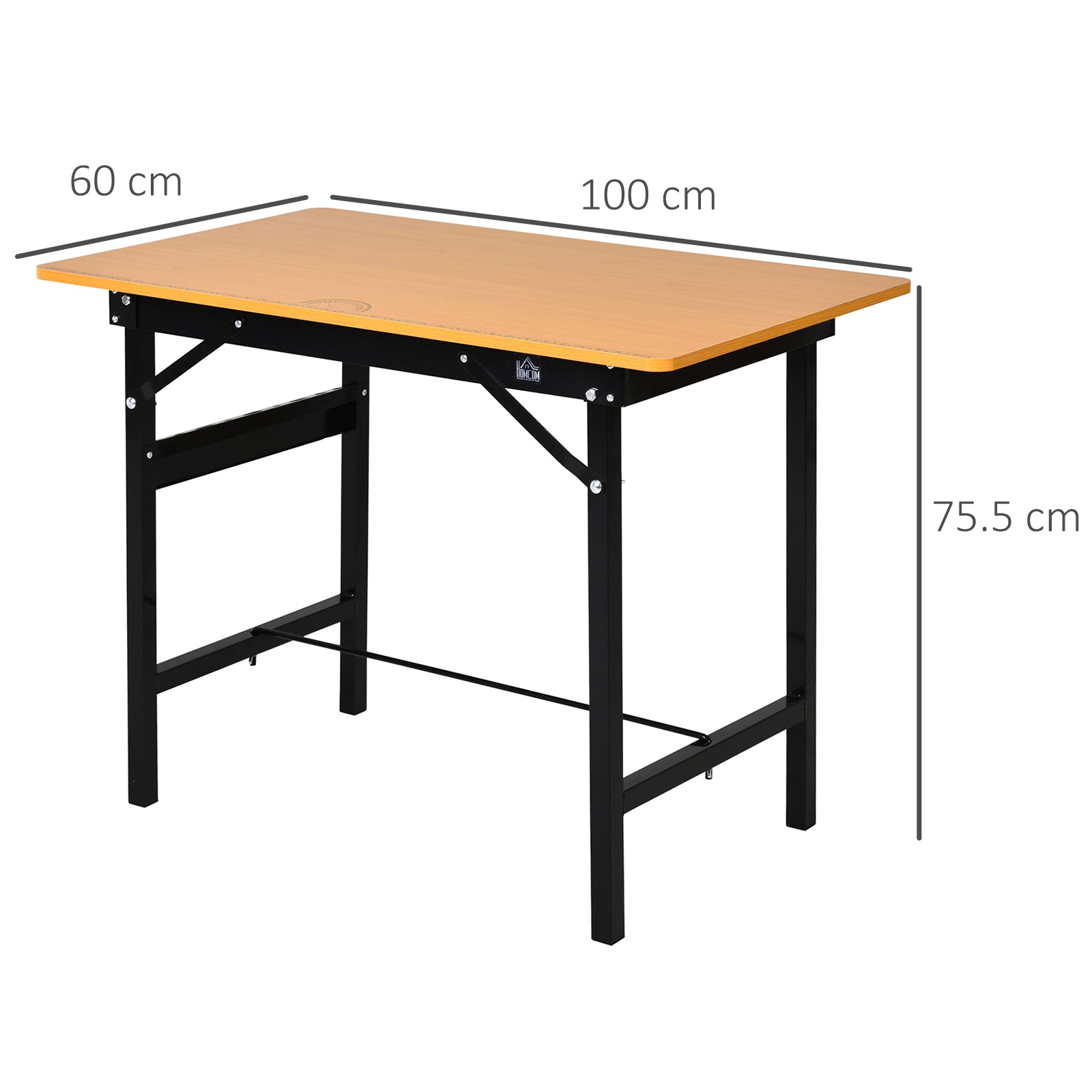 100 cm Foldable Garage Work Bench, Craft Table MDF Workstation, Heavy-duty Steel Frame with Ruler, Protractor