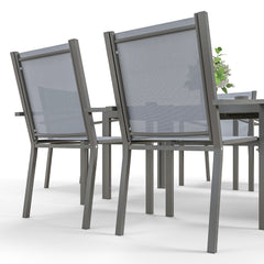 Seven-Piece Garden Dining Set, with Plastic Wood-Top Table - Grey