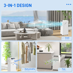 10000 BTU Air Conditioning Unit, 3-in-1 Portable Air Conditioner, Dehumidifier, Cooling Fan with Remote Control, Digital Display, 2 Speeds, 24H Timer, Window Venting Kit, 30m²