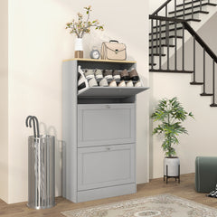 Fynco - Modern Compact Three-Drawer Shoe Storage Cabinet - Grey