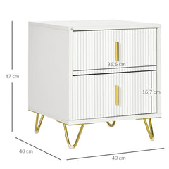 Set of 2 Elegant Chest of Two Drawers - White/Gold-Tone