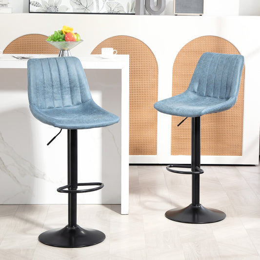 Set of Two Retro Tub Bar Stools - Blue