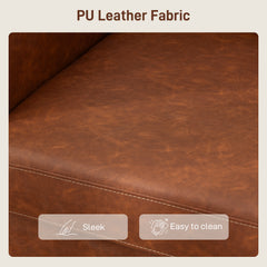 Fynco - Faux Leather Marble-Effect Two-Seater Sofa - Brown