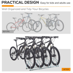 Bike Stand Parking Rack Floor or Wall Mount Bicycle Cycle Storage Locking Stand (4 Racks, Silver)