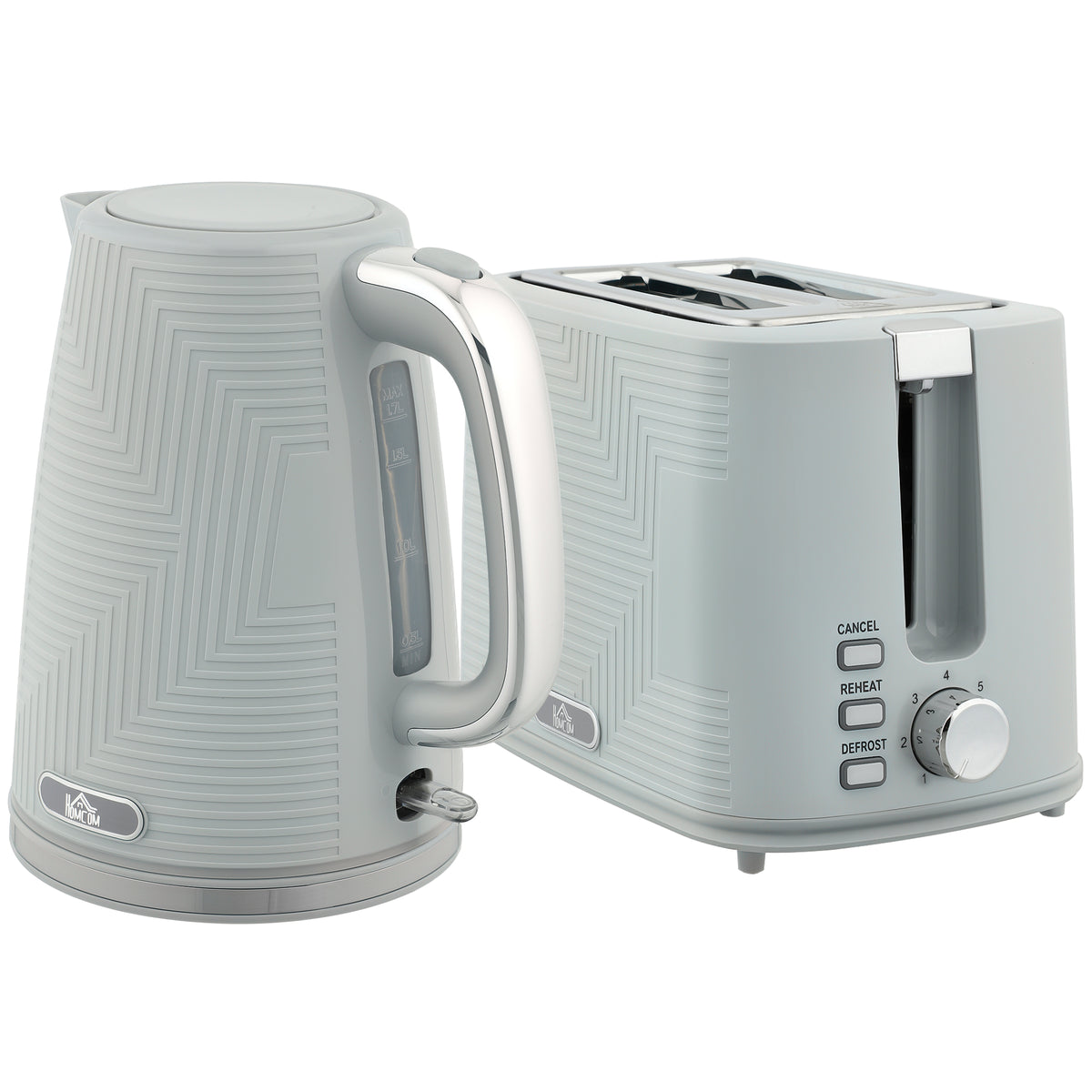 Fynco - Modern Kettle and Toaster Set - Grey