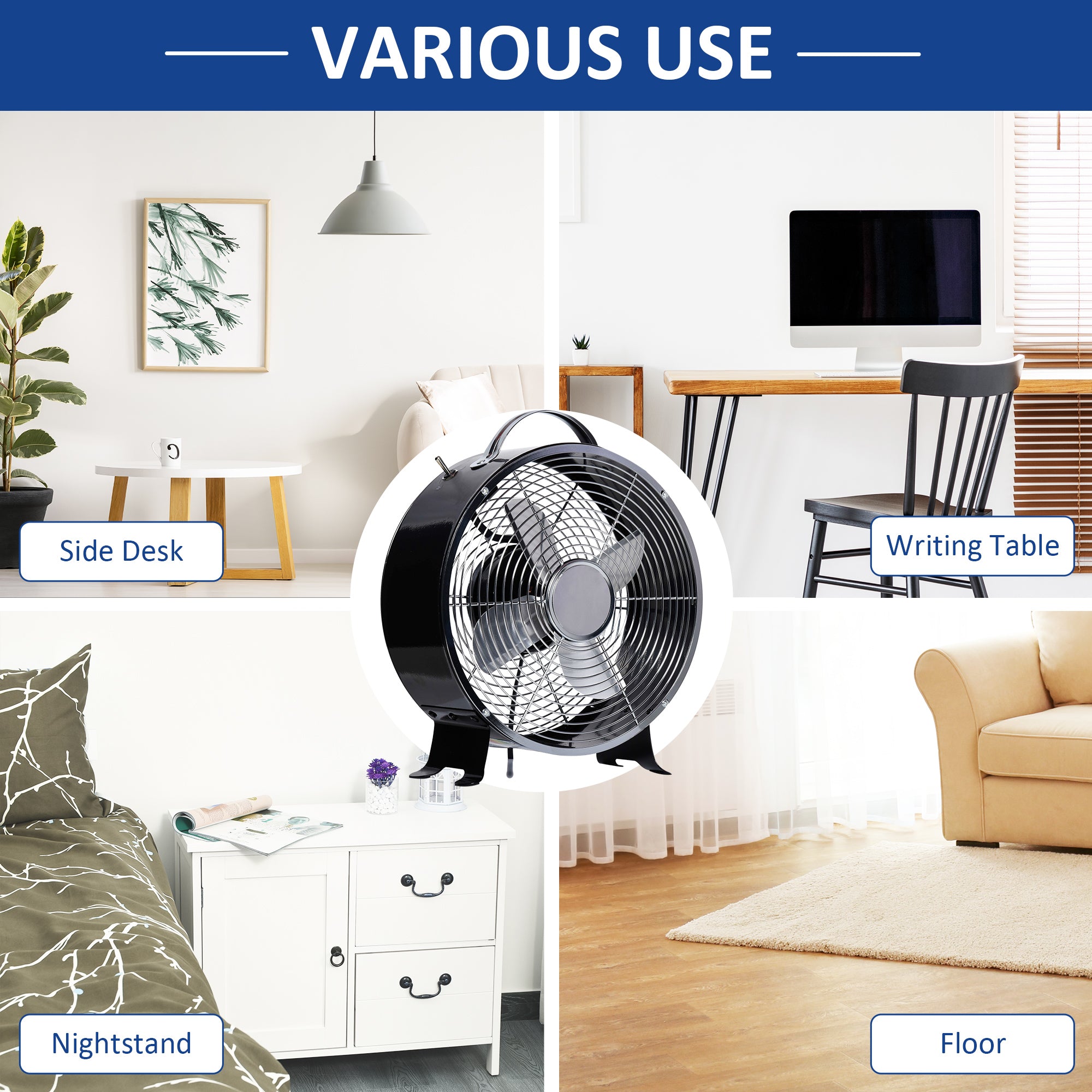 10" 2-Speed Electric Table Desk Fan w/ Safety Guard Anti-Slip Feet Portable Personal Cooling Fan Home Office Bedroom Black