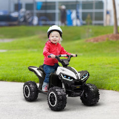 12V Ride-On Quad Bike w/ Music, Horn, for Ages 3-5 Years - White