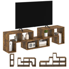 TV Stand for TVs up to 75 Inches, Free Combination TV Unit with Storage Shelves, Extendable Entertainment Centre for Living Room, Rustic Brown