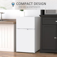 Fynco - 88L Under Counter Fridge Freezer, Small Refrigerator with 5-Setting, 3 Star Freezer Rating, White