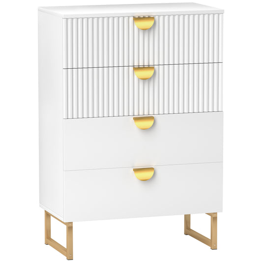 Elegant Chest of Four Drawers - White