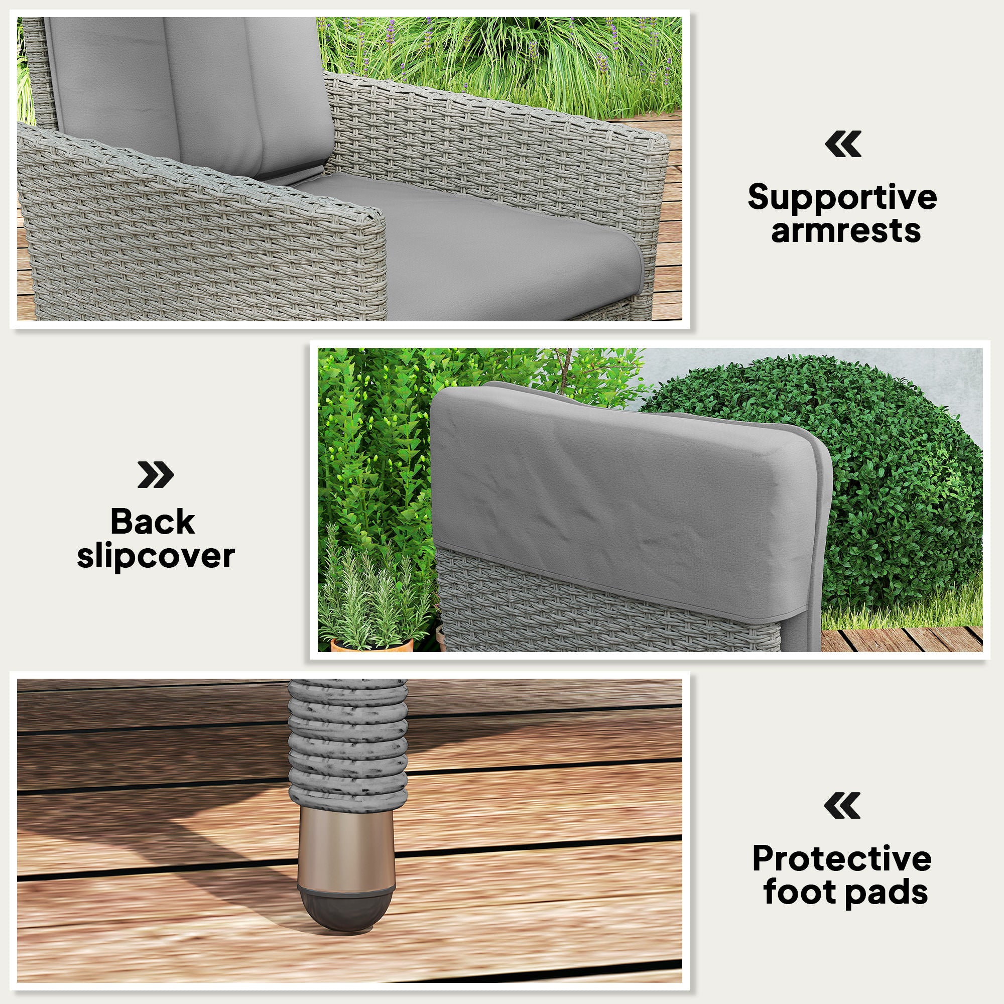 105°-150° Reclining Rattan Chair - Grey