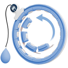 SPORTNOW Smart Weighted Hula Hoop, Massage Hula Ring w/ 16 Detachable Knots, 360° Auto-Rotating Ball, Digital Counter Light Blue