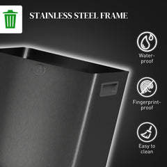 Fynco - 30L Dual Compartment Stainless Steel Bin, with Deodoriser Holders - Black