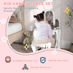 Fynco - Kids Dressing Table Set, with Mirror and Drawer - White