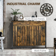 Fynco - 93 x 119cm Rustic-Look Radiator Cover - Brown/Black