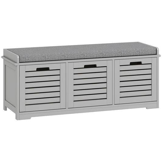 Fynco - 3-Drawer Shoe Storage Bench - Grey