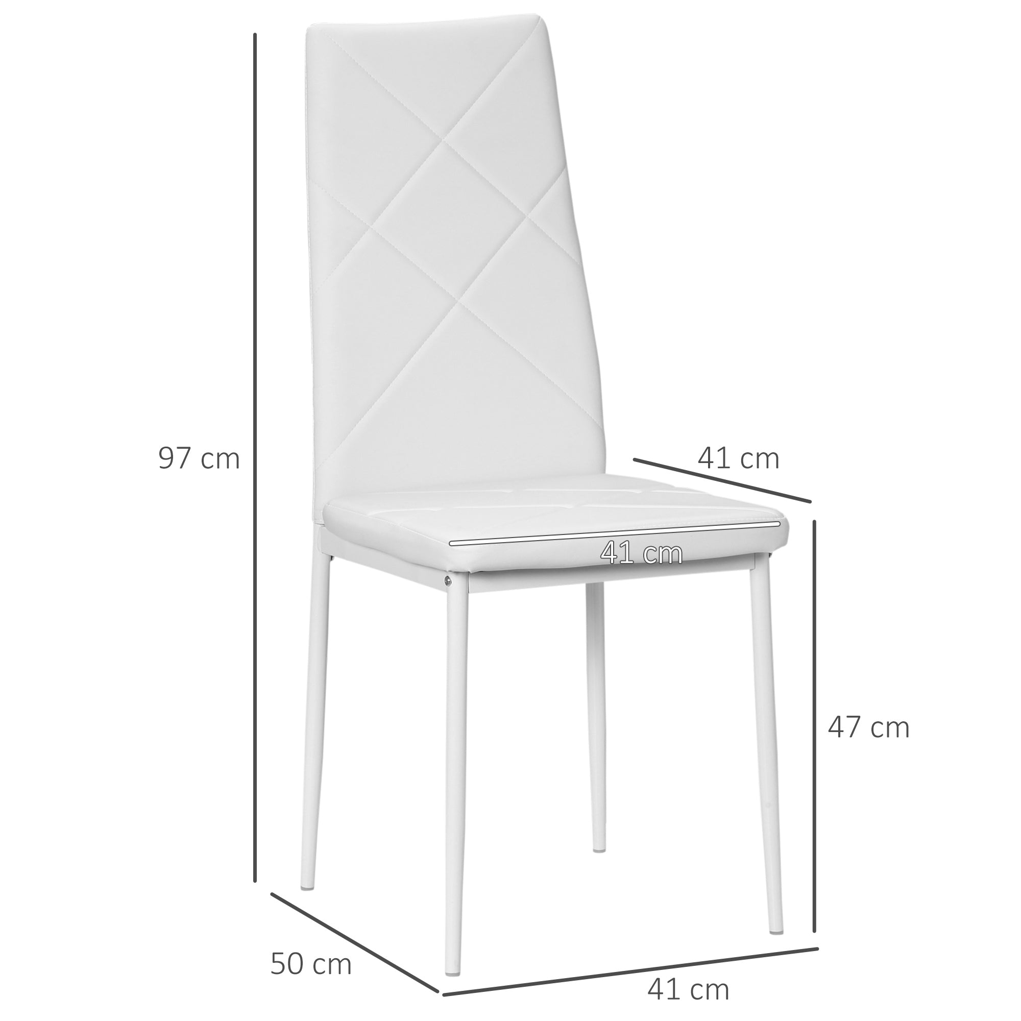 Set of 4 Faux Leather Dining Chairs - White
