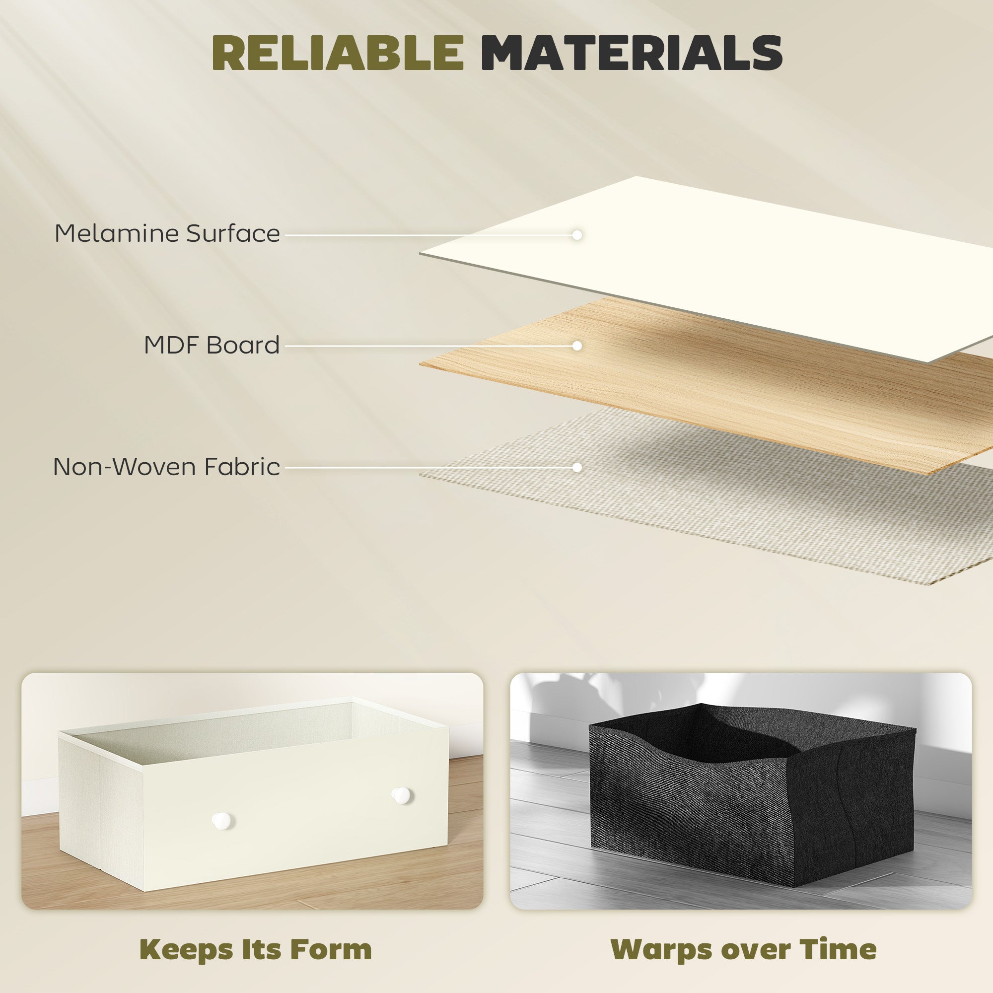 Chest of Drawers, Dresser with 4 Fabric Drawers - White and Grey