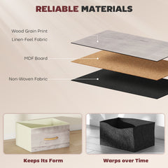 Chest of Five Fabric Drawers - Natural Wood Finish