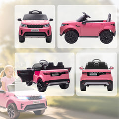 AIYAPLAY Land Rover Discovery Licensed 12V Kids Electric Car with Remote, 4 Wheel Suspension, Slow Start, Lights, Music, Pink