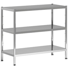 Fynco - 3-Tier Bakers Rack with Storage, Stainless Steel Microwave Stand with Adjustable Shelves for Small Spaces, Kitchen Storage Unit for Spices, Pots and Pans, Silver Tone