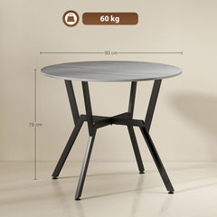 Fynco - Dining Table, Round Kitchen Table with Black Legs, Anti-slip Foot Pads for Living Room, Dining Room 90 x 76 cm, Grey
