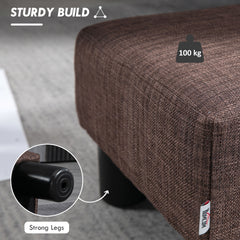 Linen Fabric Footstool Ottoman Cube with 4 Plastic Legs, Brown