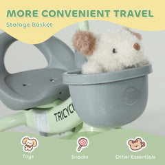 AIYAPLAY Kids Trike, Toddler Tricycle with Front Basket and EVA Wheels for Ages 2-5 Years, Indoor Outdoor for Boys Girls, Green