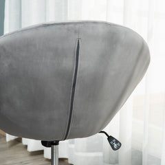 Swivel Dressing Stool, Velvet-feel Upholstered Vanity Chair, Adjustable Height Tub Makeup Chair with Button Tufting and Thick Padding for Bedroom, Grey