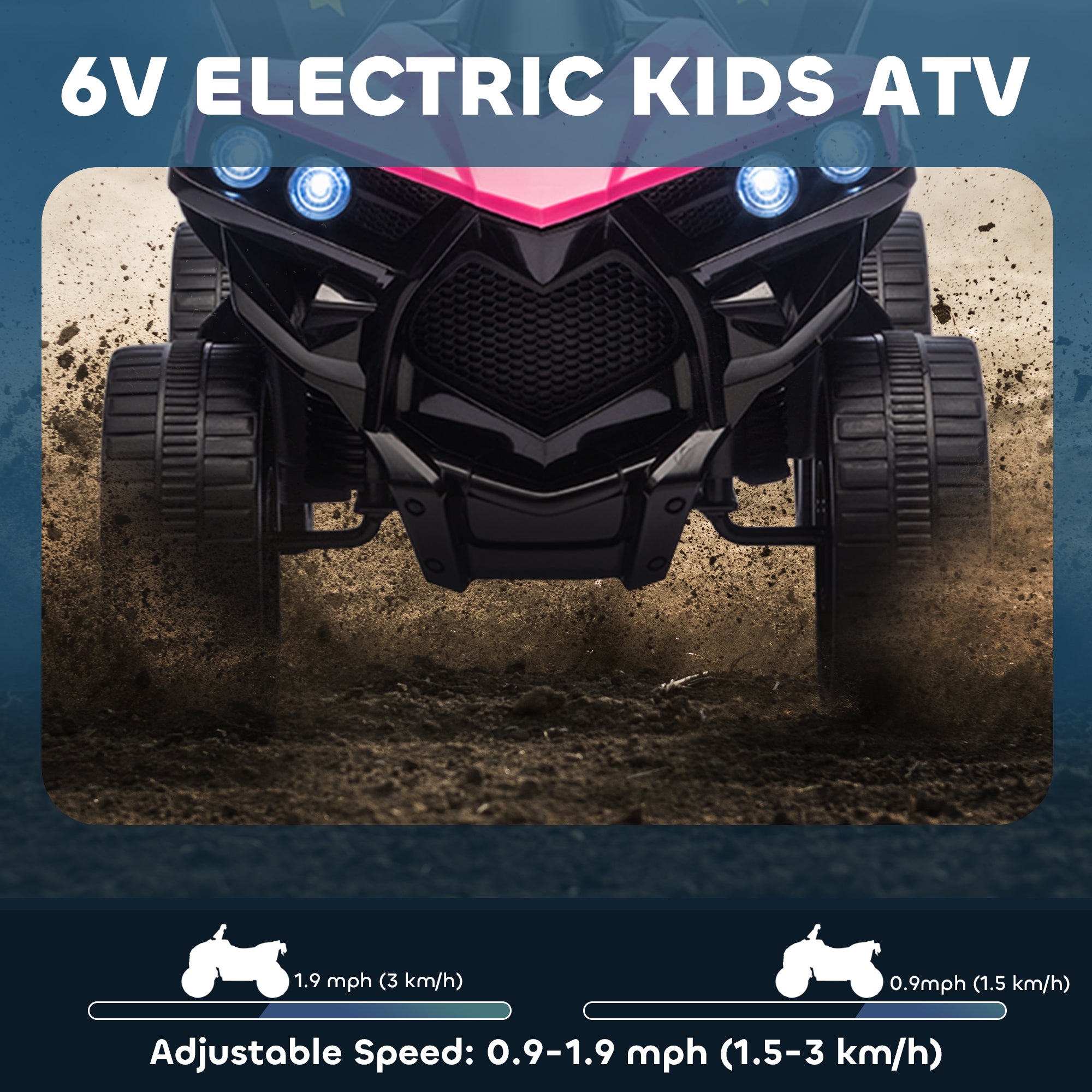 AIYAPLAY 6V Kids ATV, 4 Wheeler Electric Ride on Car with Music and LED Headlights, for Ages 3-8 Years Boys and Girls, Pink