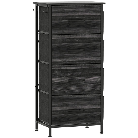 Chest of Four Fabric Drawers - Black