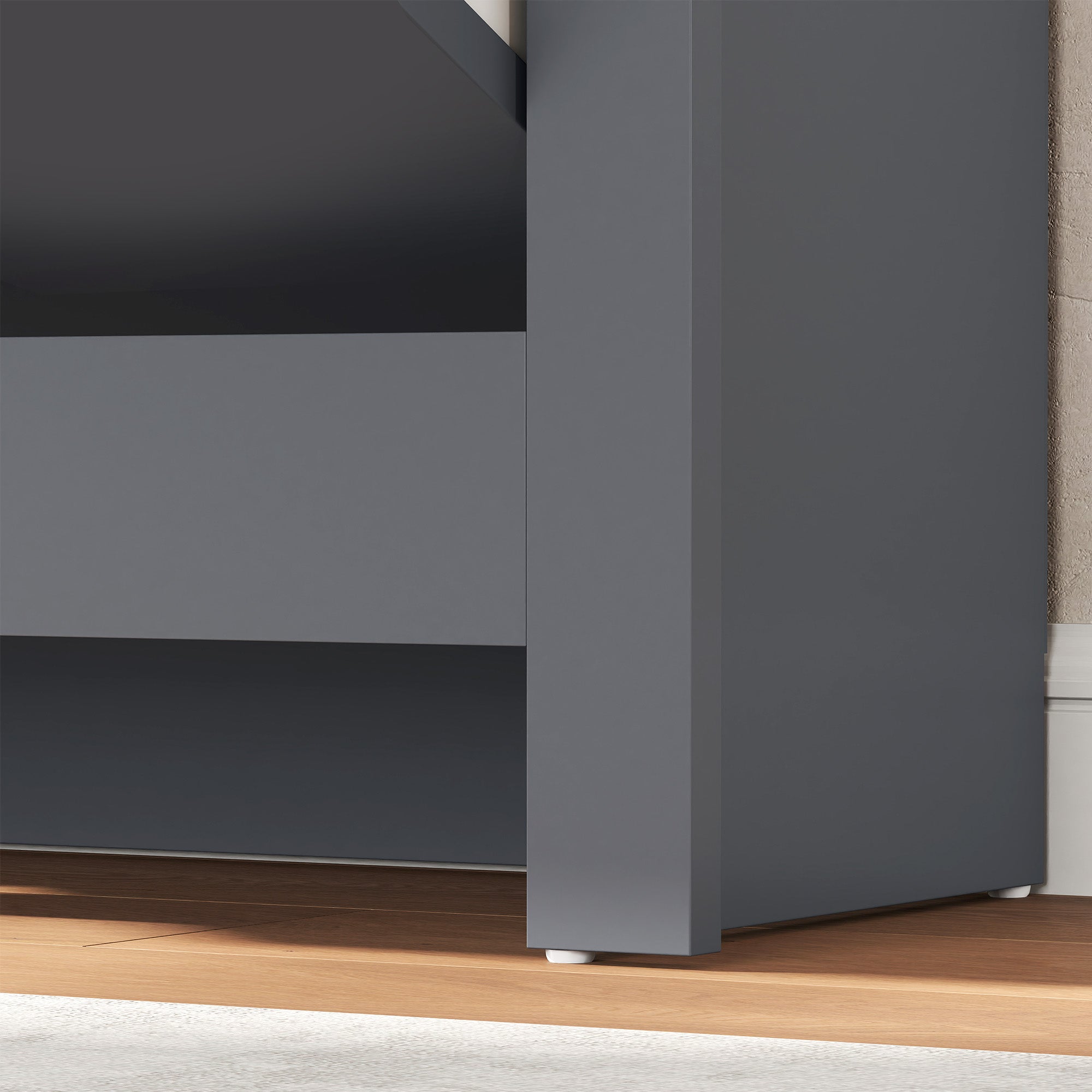 Fynco - Slim Shoe Cabinet, Narrow Shoe Cupboard with 2 Flip Drawers, Adjustable Shelves for 12 Pairs of Shoes, Charcoal Grey