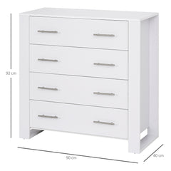 Chest Of 4 Drawers Storage Cabinet Bedroom Clothes w/Metal Handles Base Freestanding Unit Furnishing Living Room White