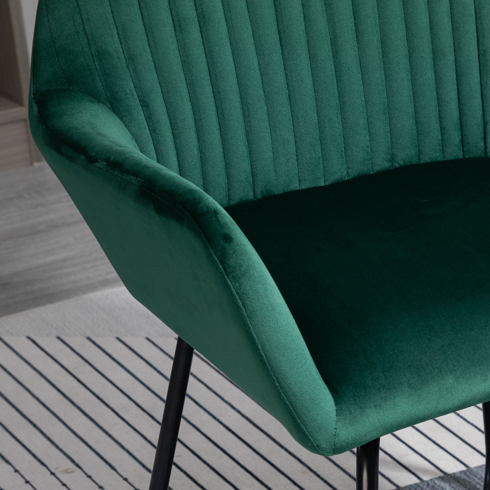 Velvet-Feel Plisse Back Accent Chair - Green