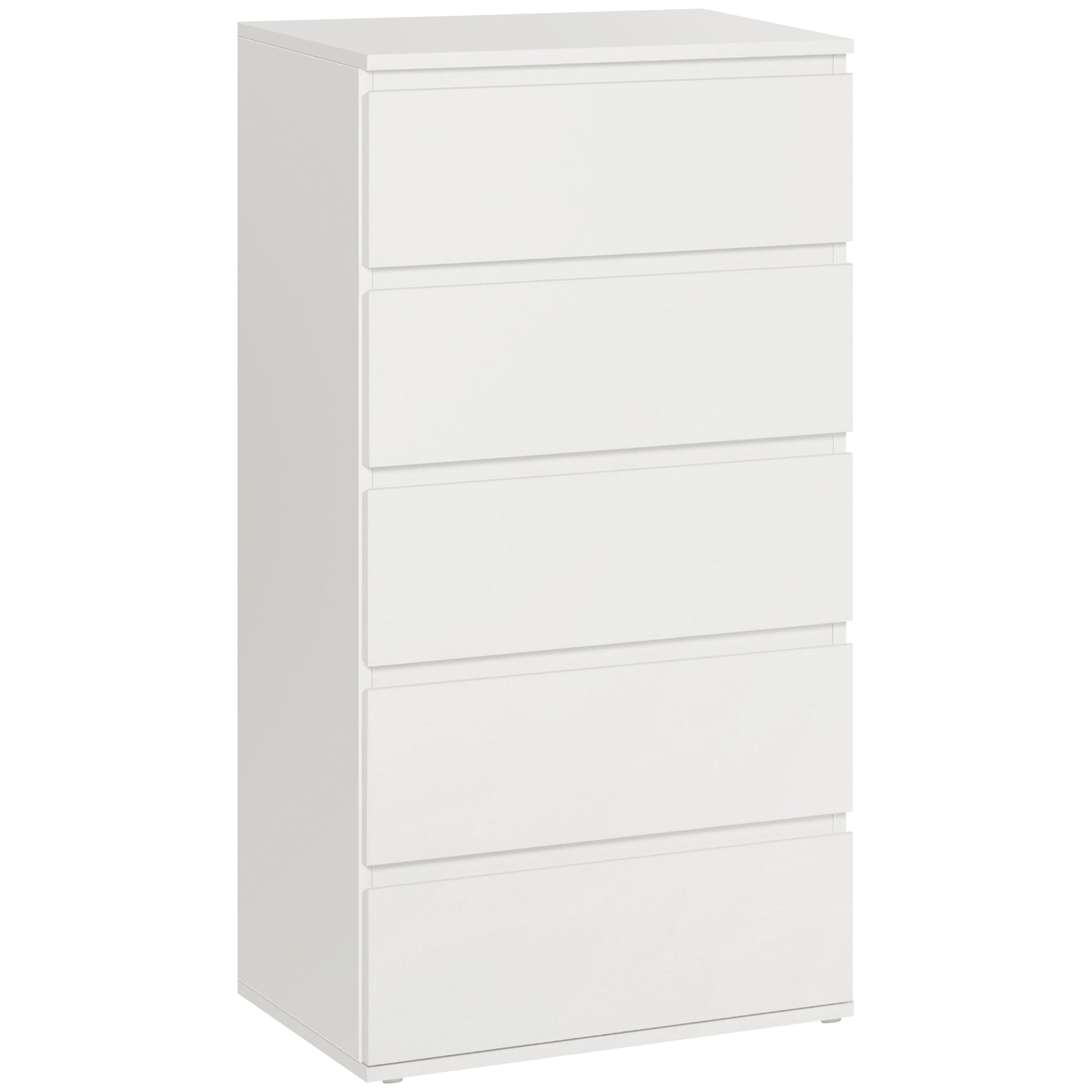 Chest of Drawers, 5 Drawers Storage Cabinet Floor Tower Cupboard for Bedroom Living Room, White
