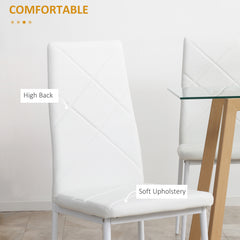 Set of 4 Faux Leather Dining Chairs - White
