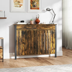 Fynco - 93 x 119cm Rustic-Look Radiator Cover - Brown/Black