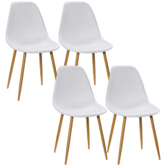Modern Dining Chairs Set of 4, Kitchen Chairs with Backrest and Steel Legs for Dining Room, Living Room, White