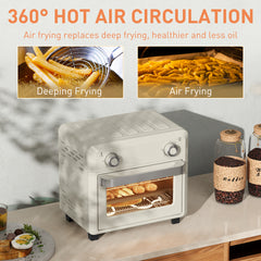 10L Air Fryer Oven, Mini Oven, Oil Free Cooking, Grill, Roast, Bake, with Adjustable Temperature, Timer, Dishwasher Safe, 1000W, Cream White